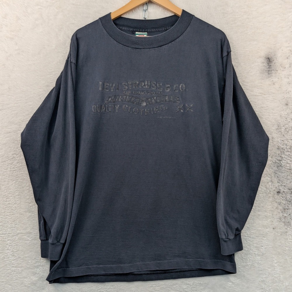 VTG Levi's T-Shirt Men's L Black Faded Long Sleeves Streetwear Grunge USA 90s